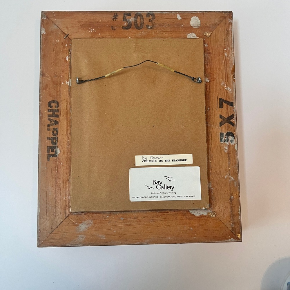 Vtg Renoir Children on the Seashore Framed Print Ornate Gold Frame Wall Art - Picture 11 of 12